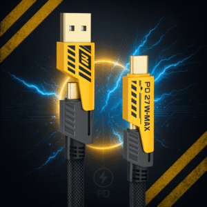 4 in 1 Braided Fast Charging Cable 65W | Quad 1.5m Rugged Design Multiport | Type C to USB A | Compatible for iPhones, iPads, Tablets, MacBooks and Android Devices -Black