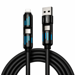 4-in-1 240W Fast Charging Cable | USB-C, Lightning, Micro USB & USB-A Connectors | Nylon Braided, Durable, Universal Multi Device Cable for Smartphones, Tablets, Laptops & Power Banks